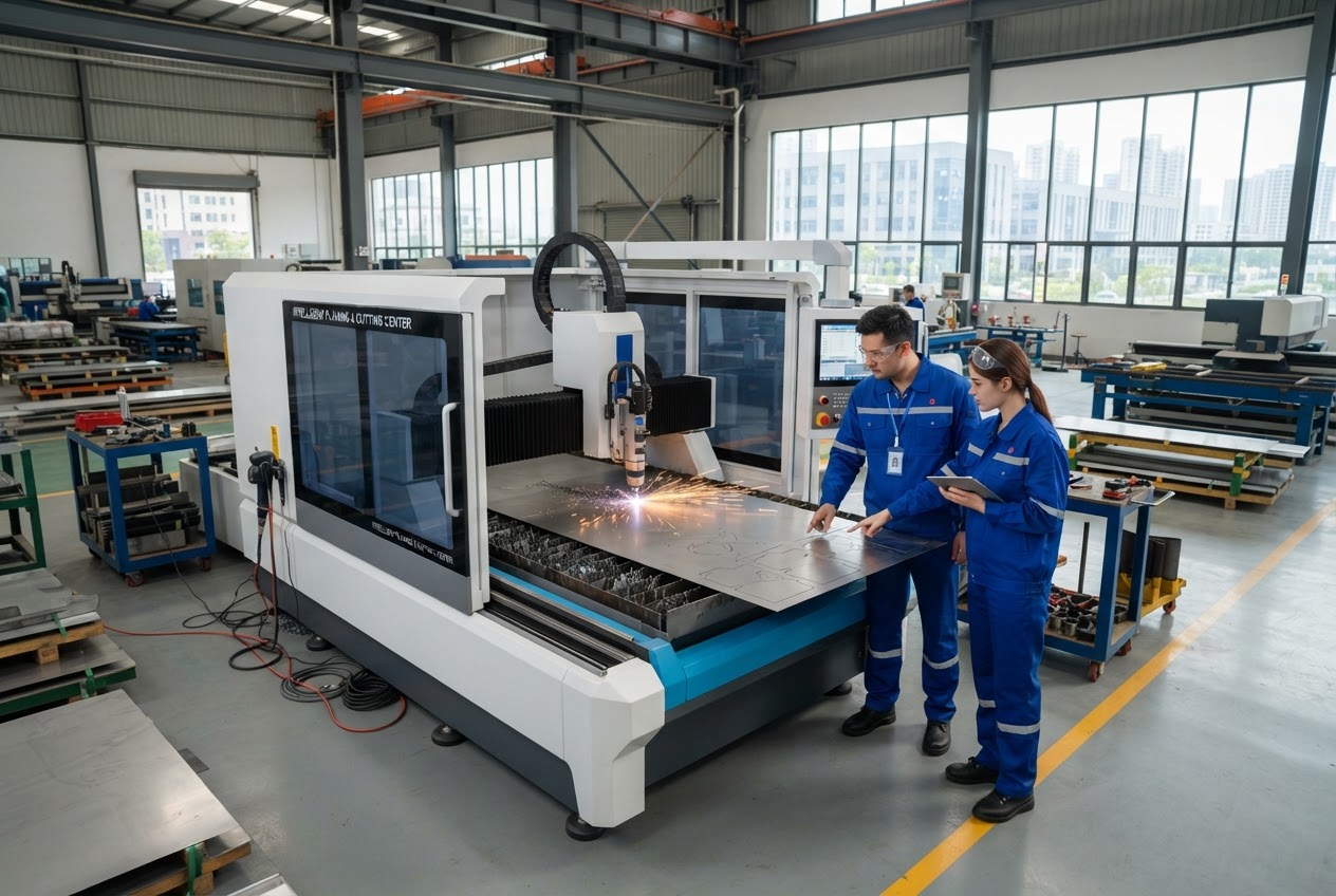 Intelligent planing and cutting machine in a modern CNC sheet metal factory